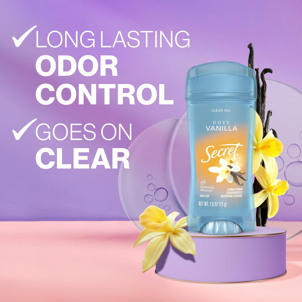 Secret Fresh clear gel application for a residue-free finish.