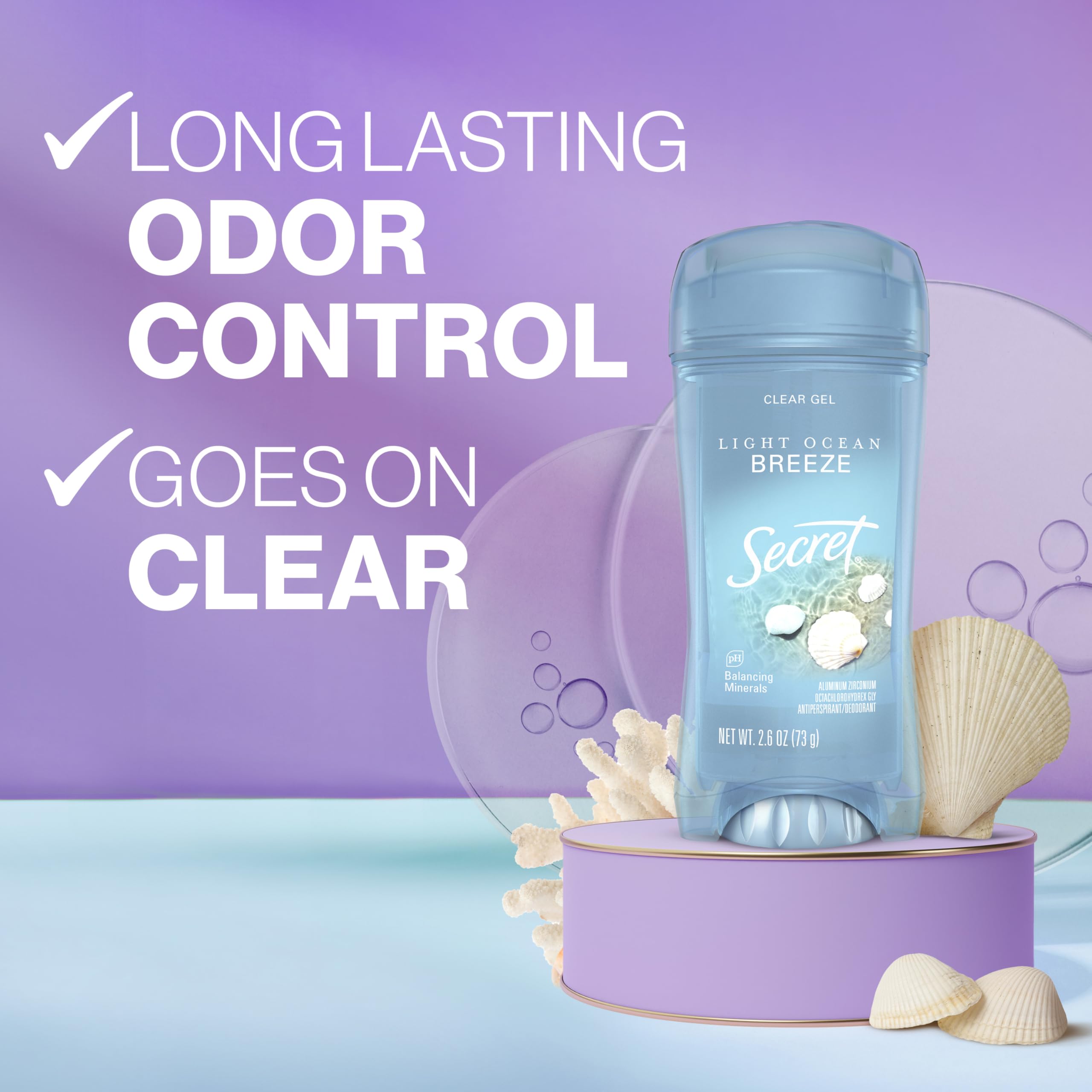 Secret Fresh bottle side view highlights compact design for on-the-go use.