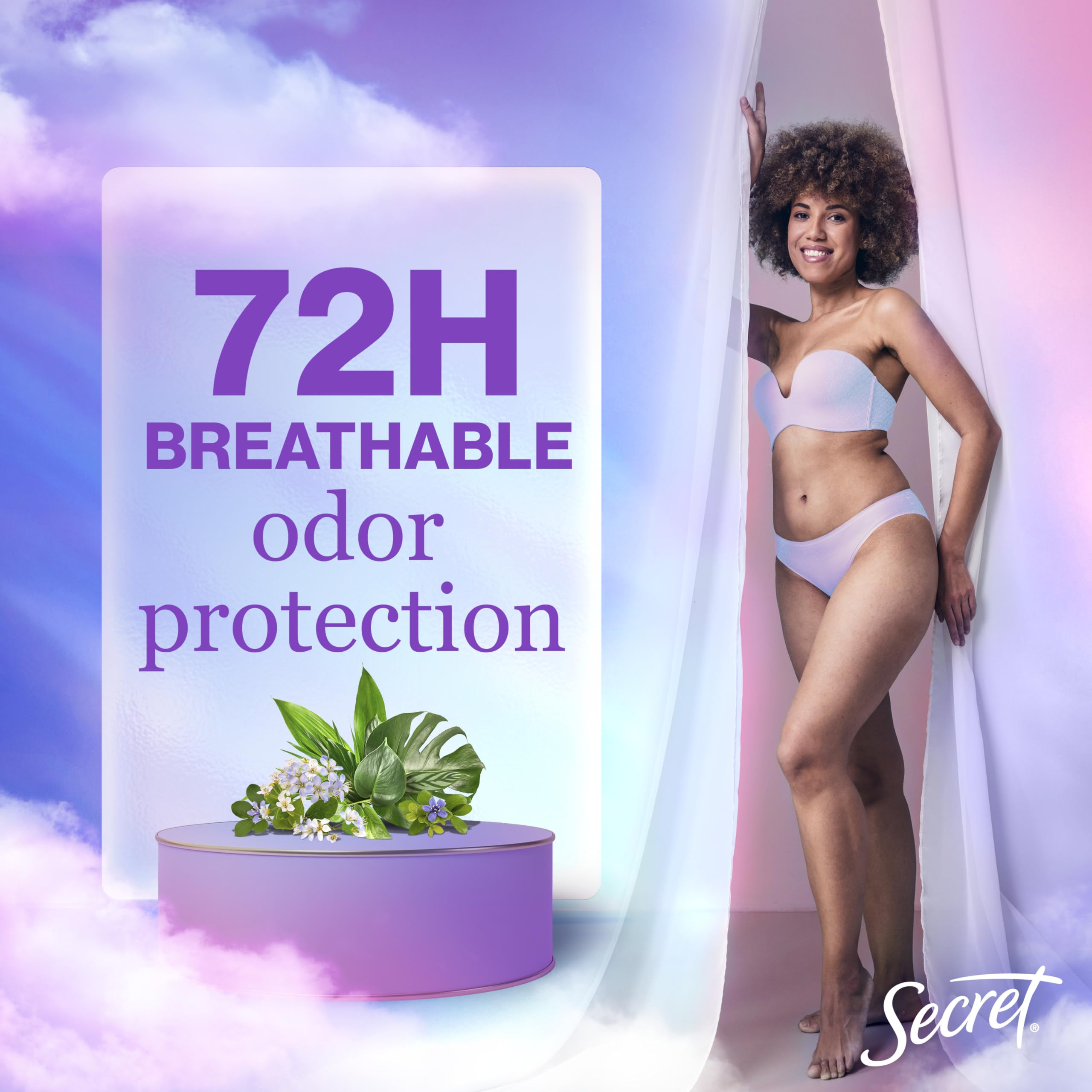 Secret Fresh clear gel application demonstrates fast-drying formula with no residue.