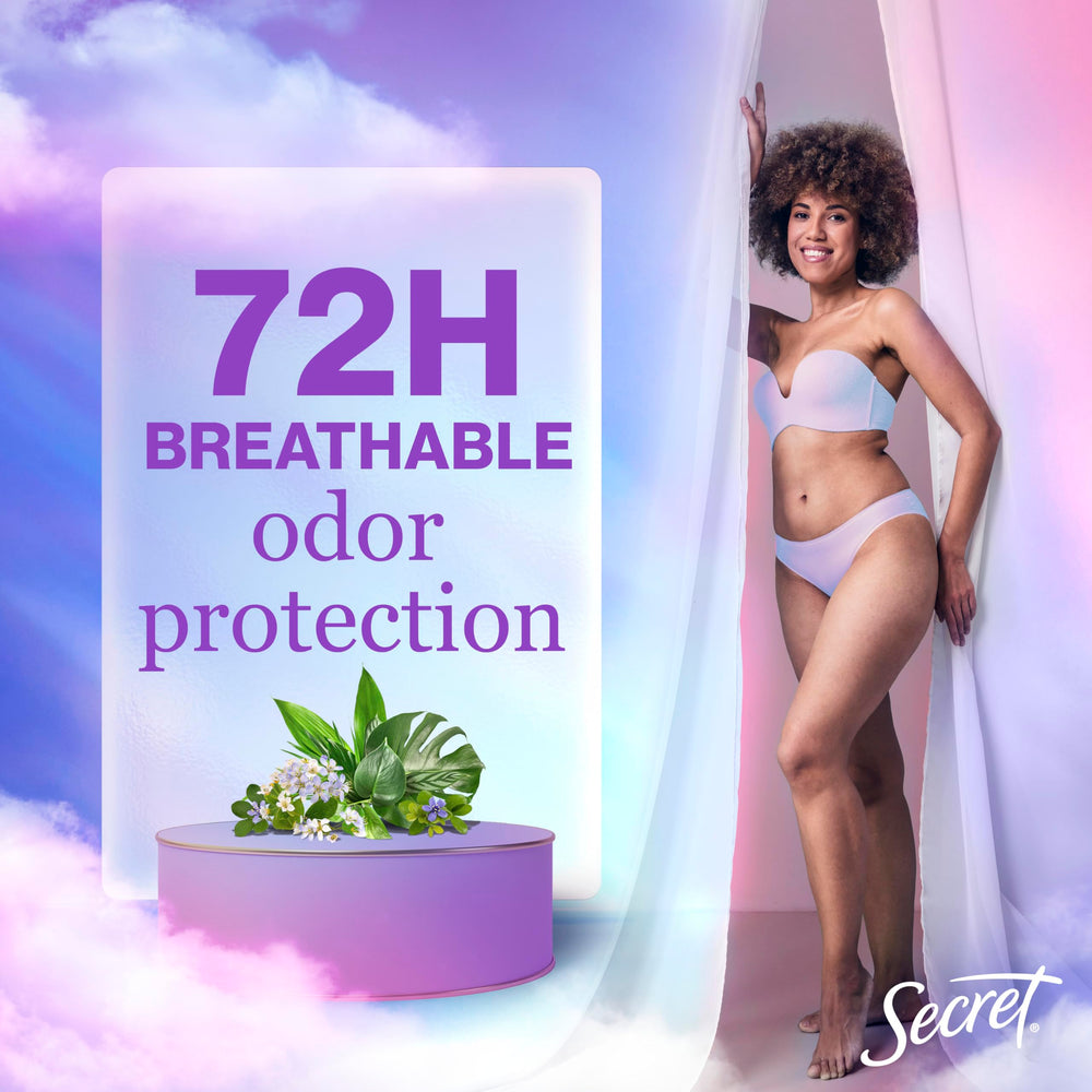 Secret Fresh clear gel application demonstrates fast-drying formula with no residue.