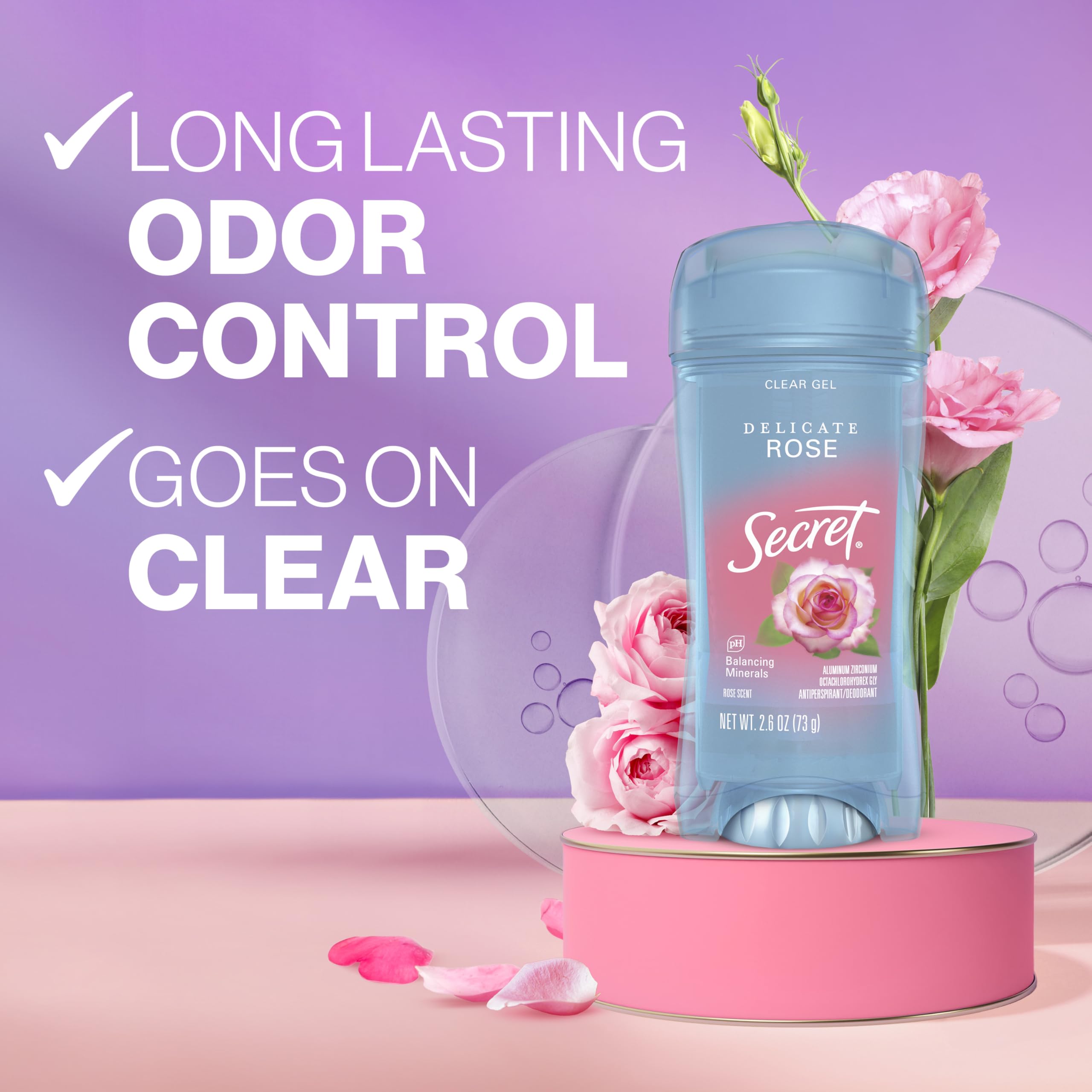 Secret Fresh clear gel application dries quickly with no residue.