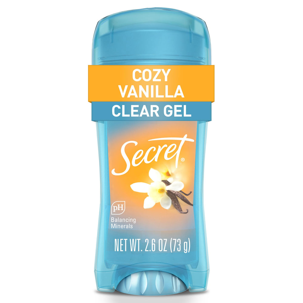 Secret Fresh clear gel bottle with smooth finish and no residue.