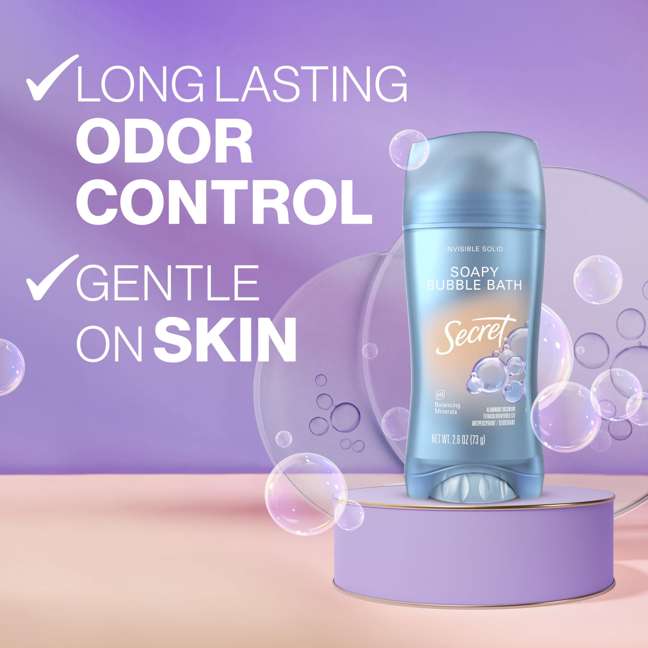 Secret Fresh packaging showcases clean design and long-lasting protection.