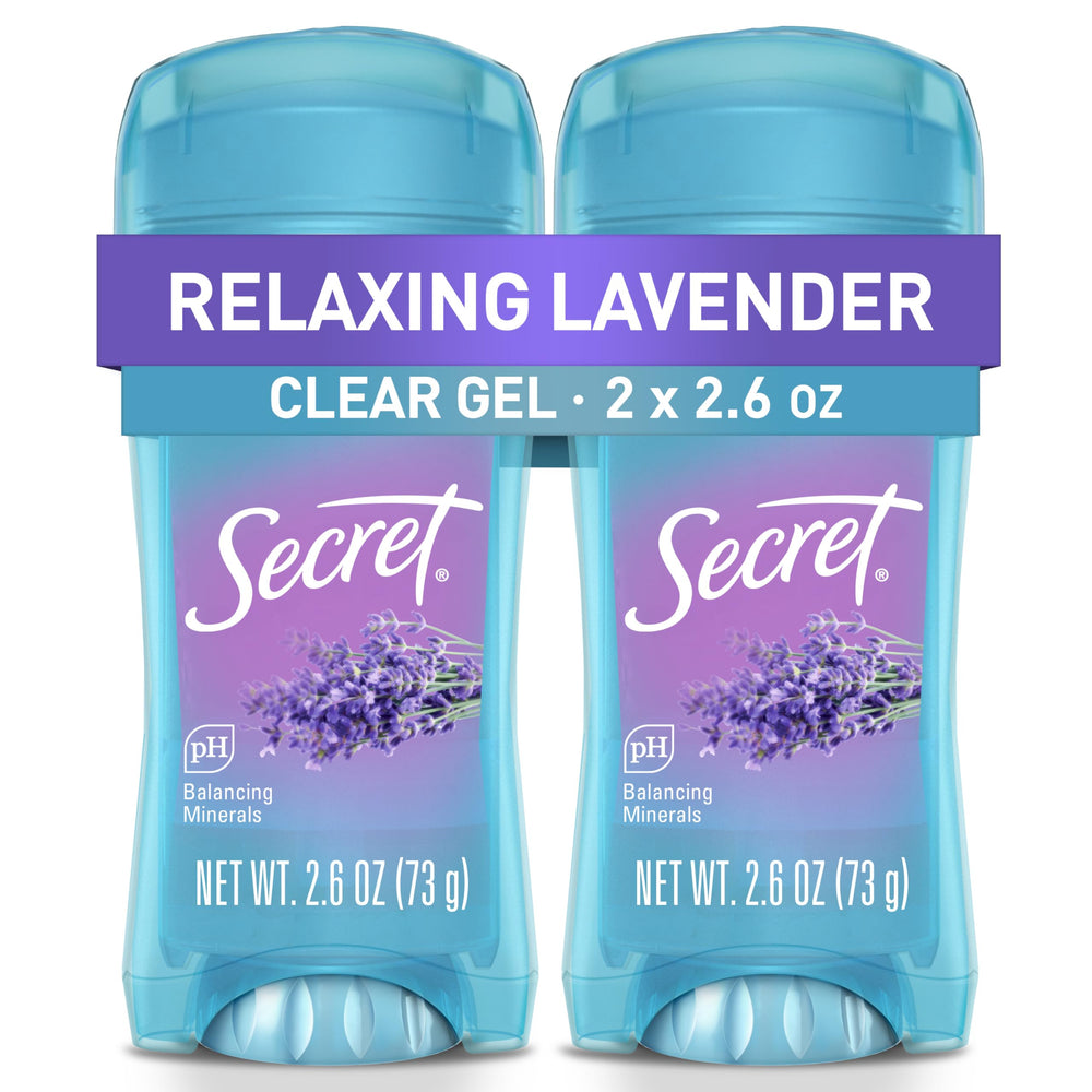 Secret Fresh desodorante gel transparente muestra protección duradera sin manchas.