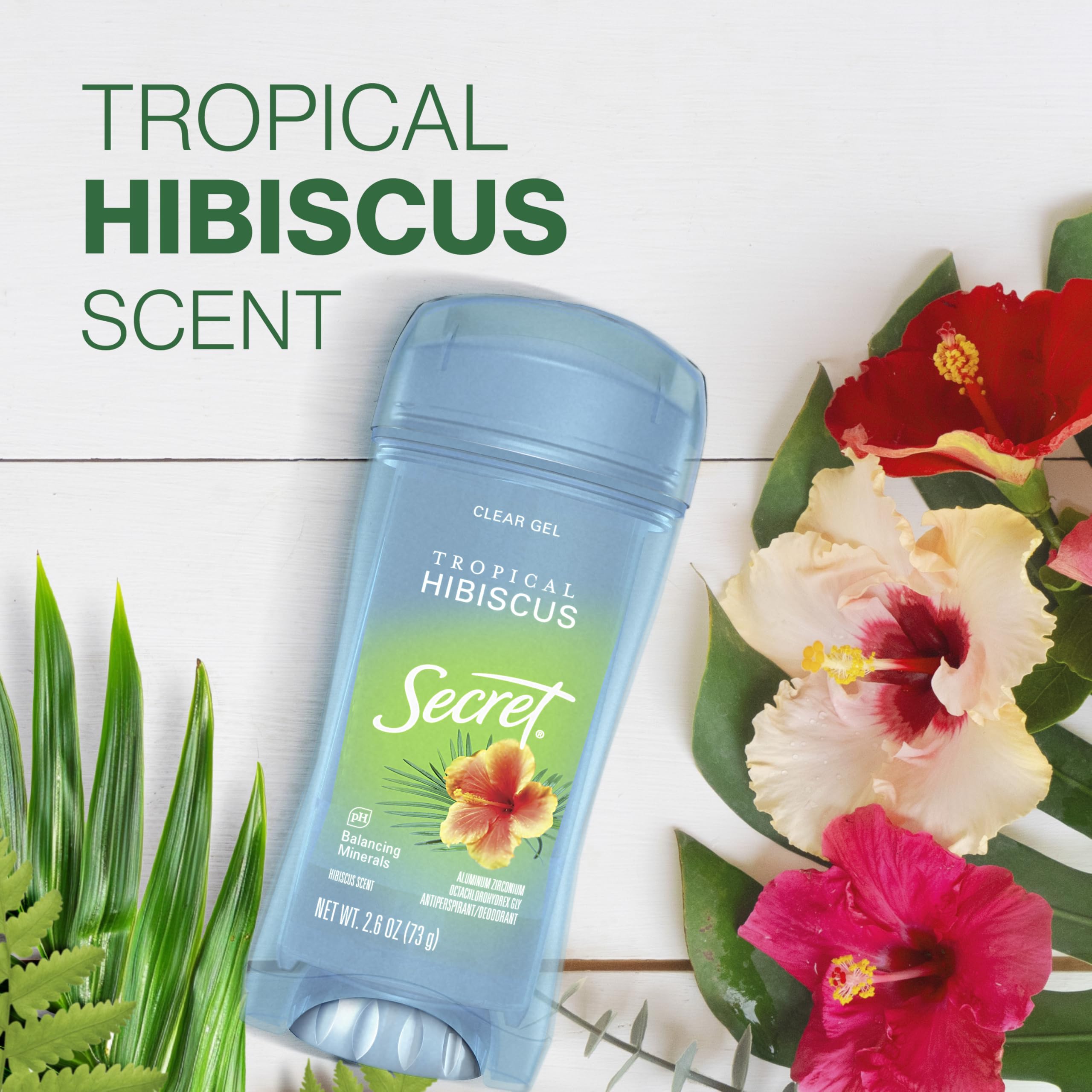 Clear-drying gel on skin with no staining from Secret Fresh