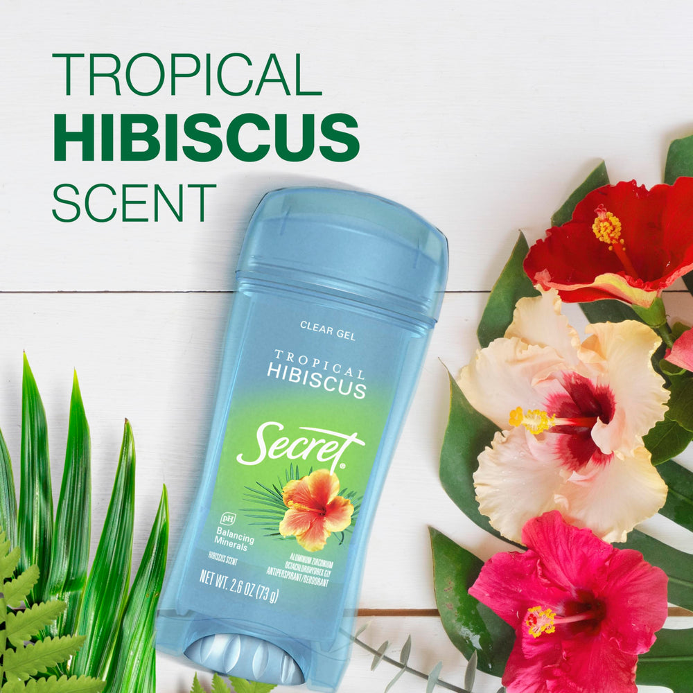 Clear-drying gel on skin with no staining from Secret Fresh