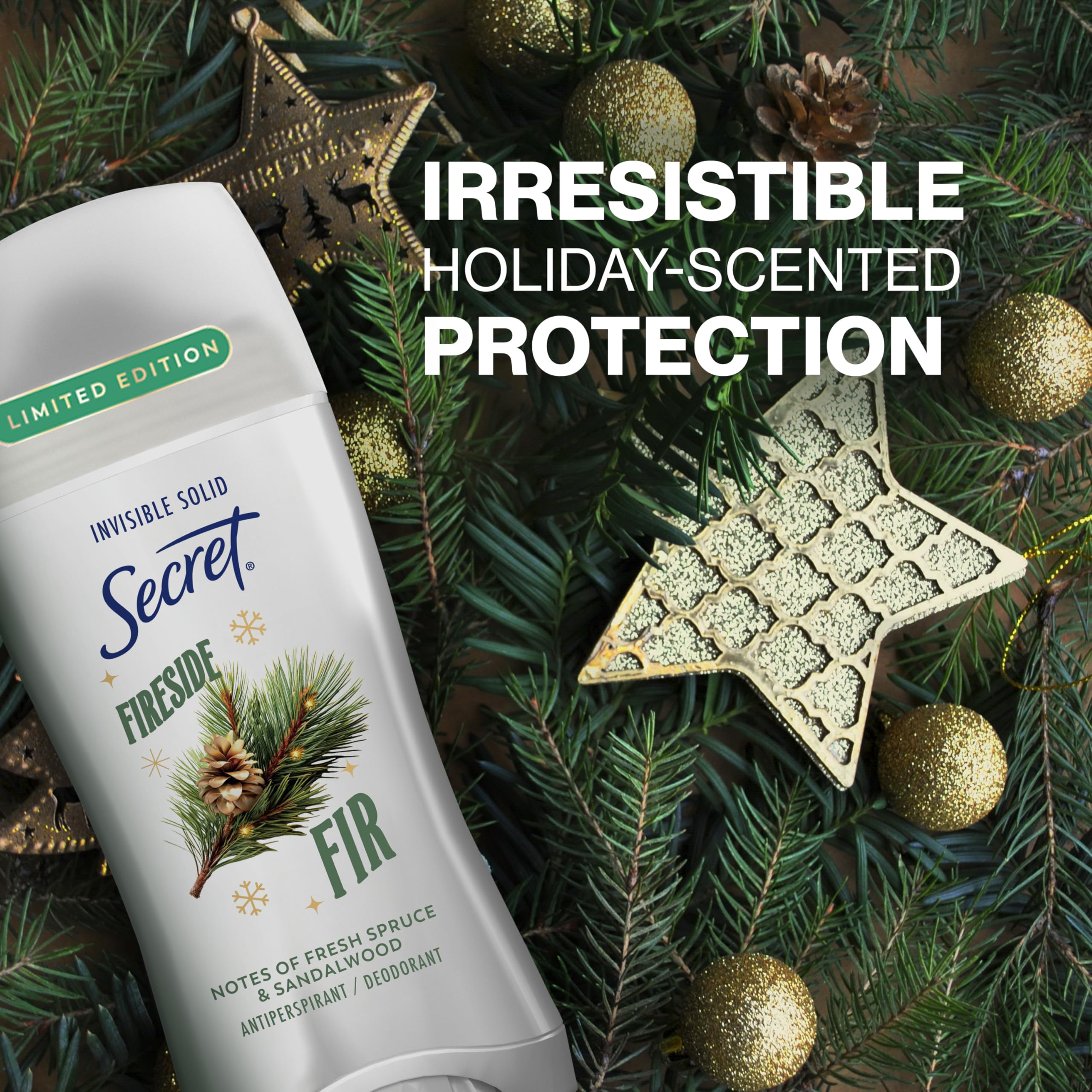 Secret Fresh Holiday close-up of applicator emphasizes smooth, invisible protection.