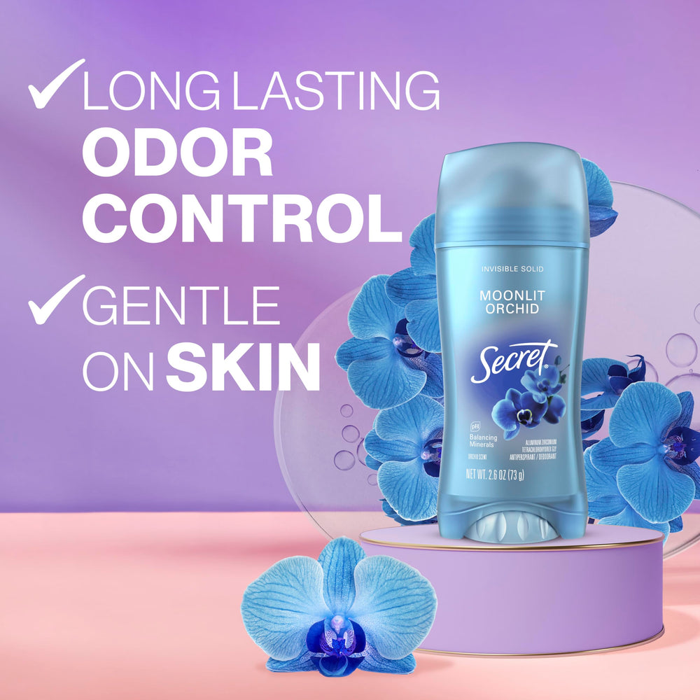 Secret Fresh invisible solid swipe shows smooth glide and immediate odor protection.