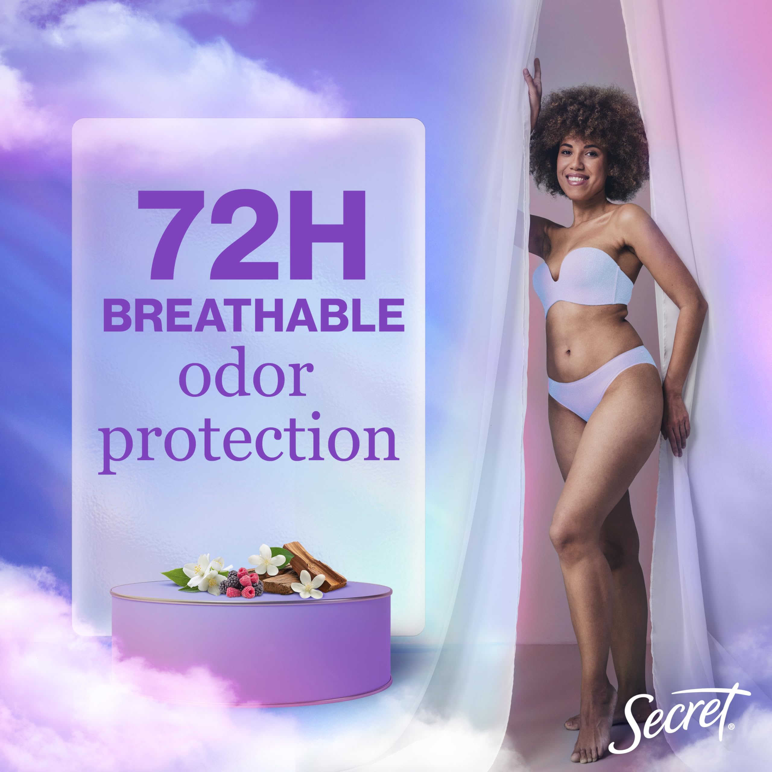Secret Fresh protección de olor 72 h, frescura continua.