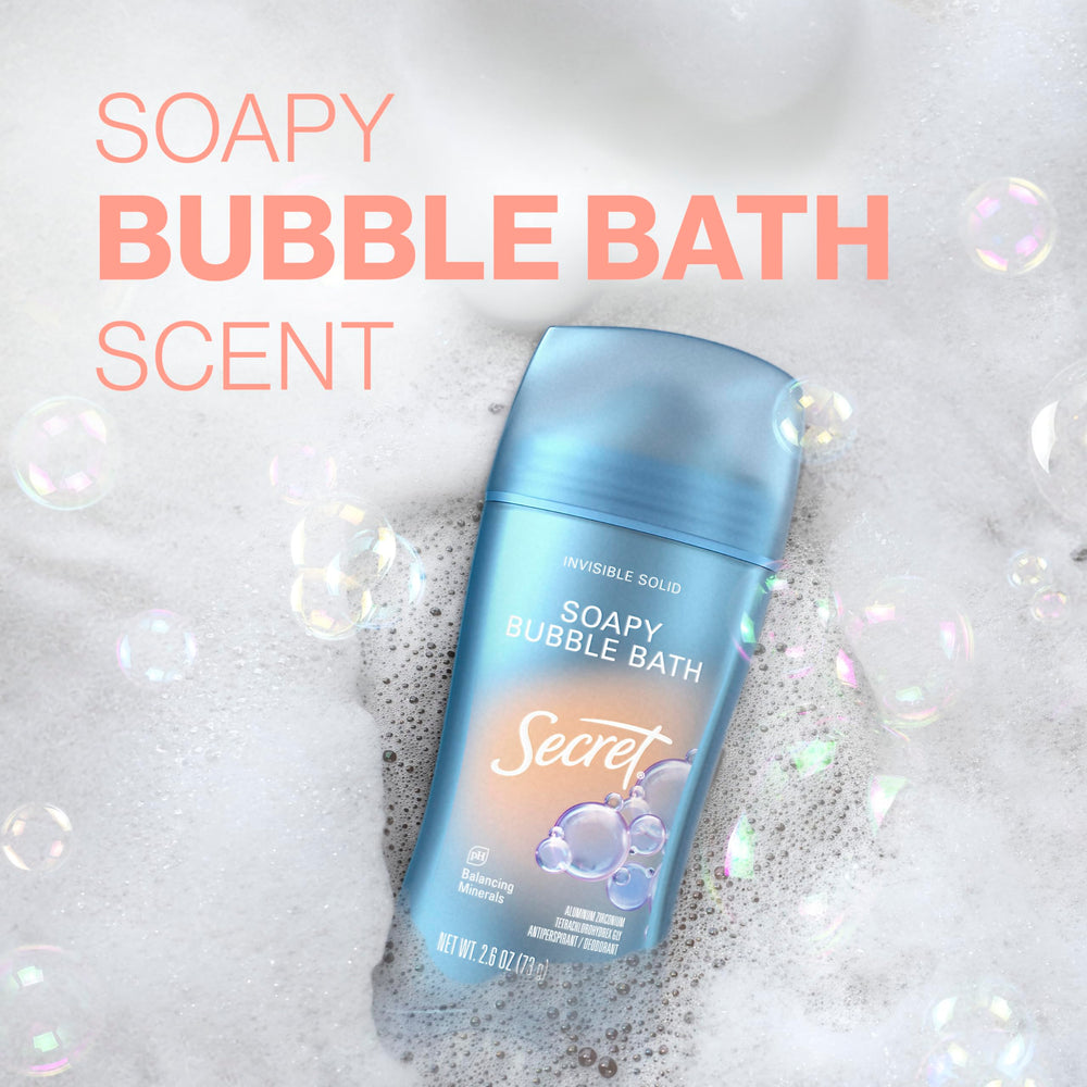 Secret Fresh Soapy Bubble Bath scent delivers gentle, refreshing fragrance.