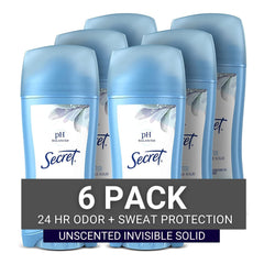 Secret Original Unscented Invisible Solid pack6 provides all-day protection.