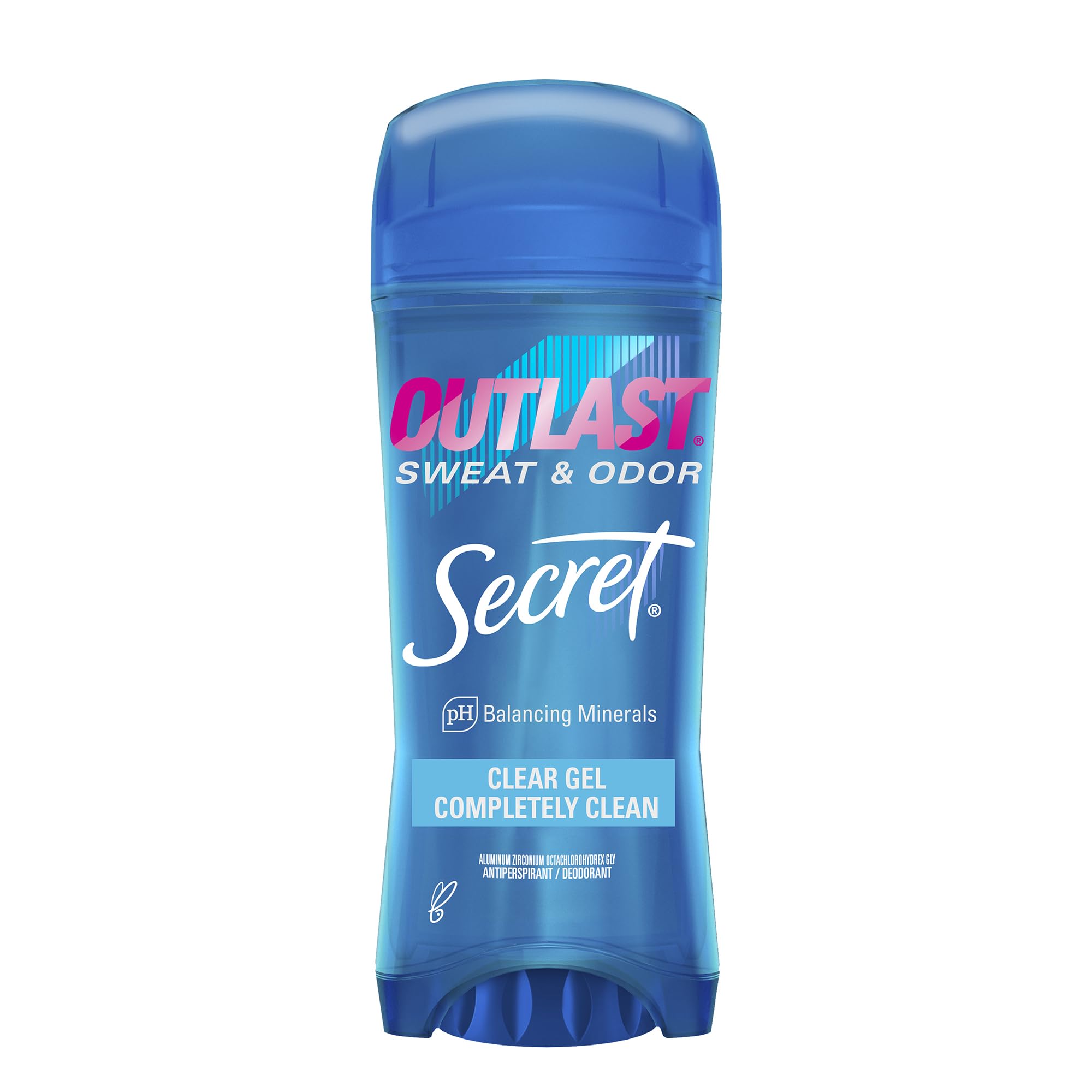 Secret Outlast bottle with clear gel offering long-lasting protection without staining clothing.