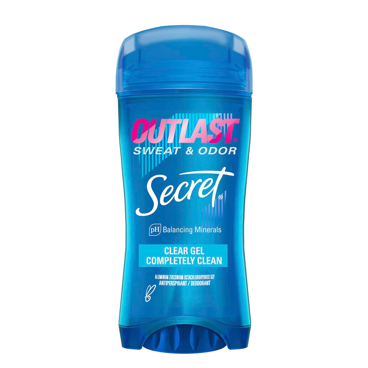 Secret Outlast bottle closeup with clear gel for long-lasting protection.