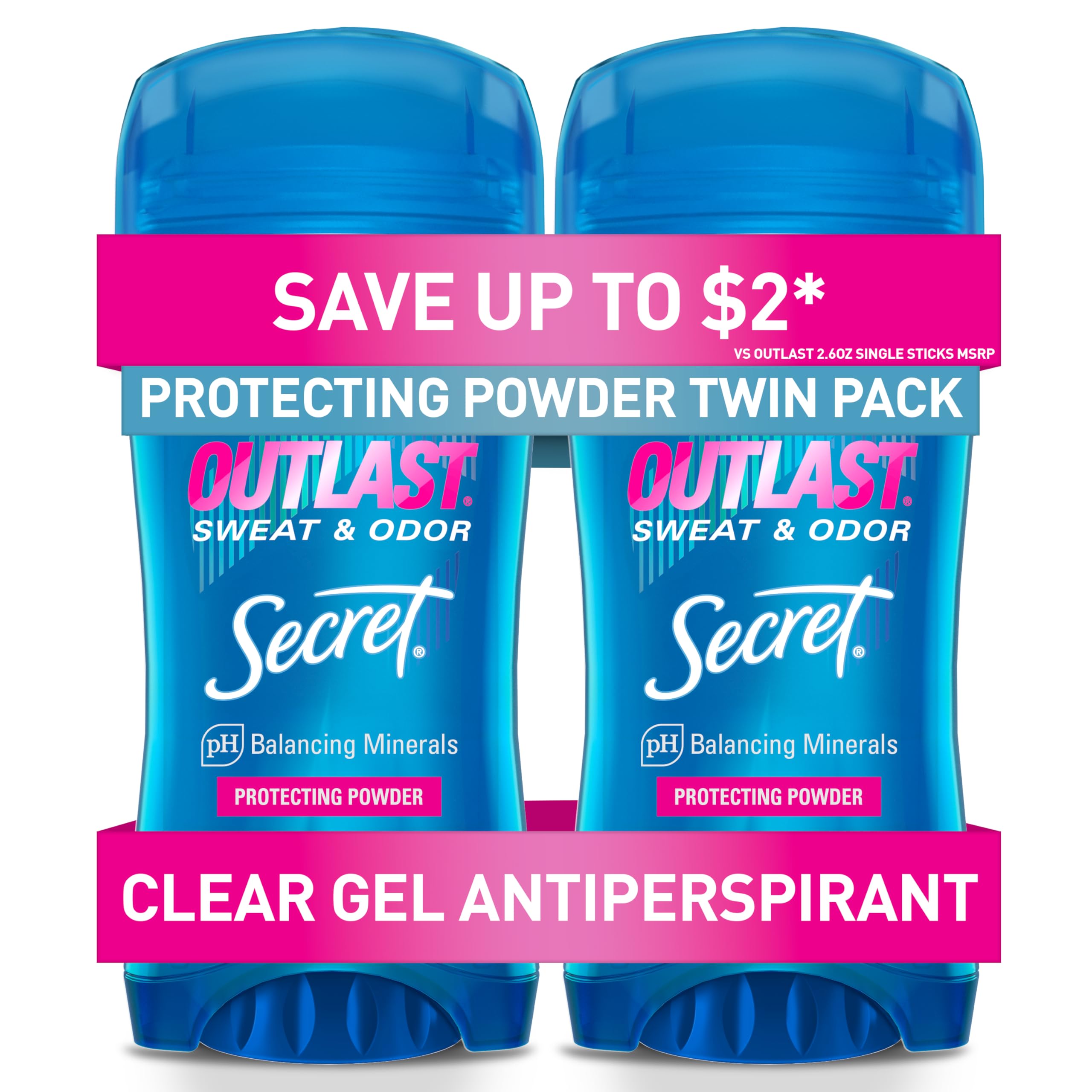 Secret Outlast desodorante para mujer, gel transparente, aplicación limpia sin manchas.