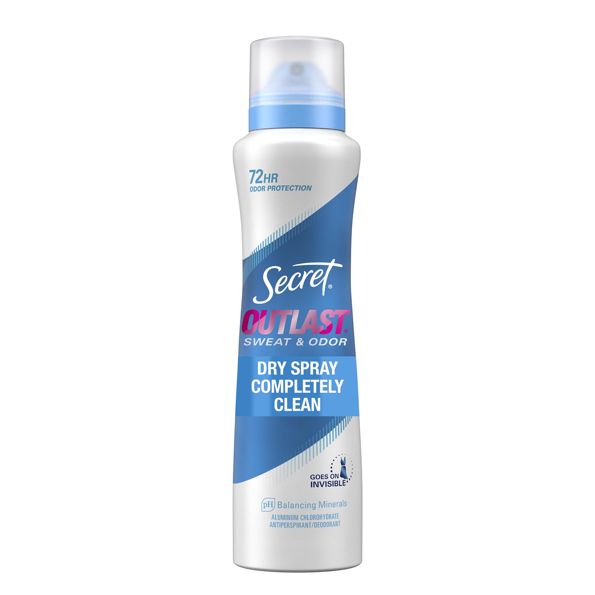 Secret Outlast Dry Spray para mujer, botella visible, protección duradera y sensación de frescura