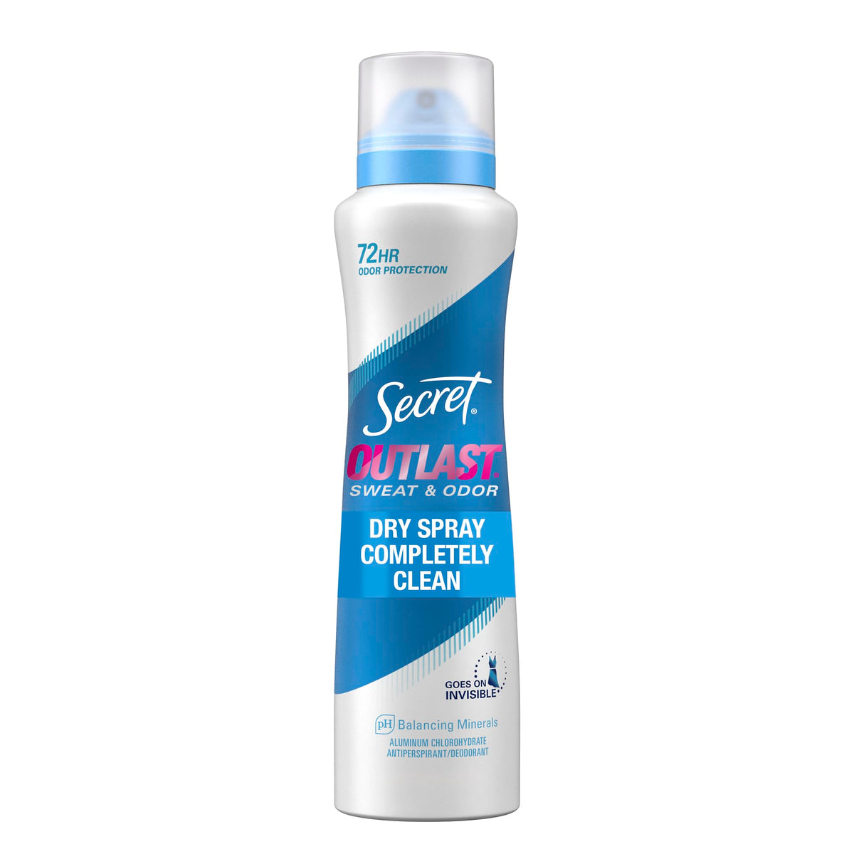 Secret Outlast Dry Spray para mujer, botella visible, protección duradera y sensación de frescura