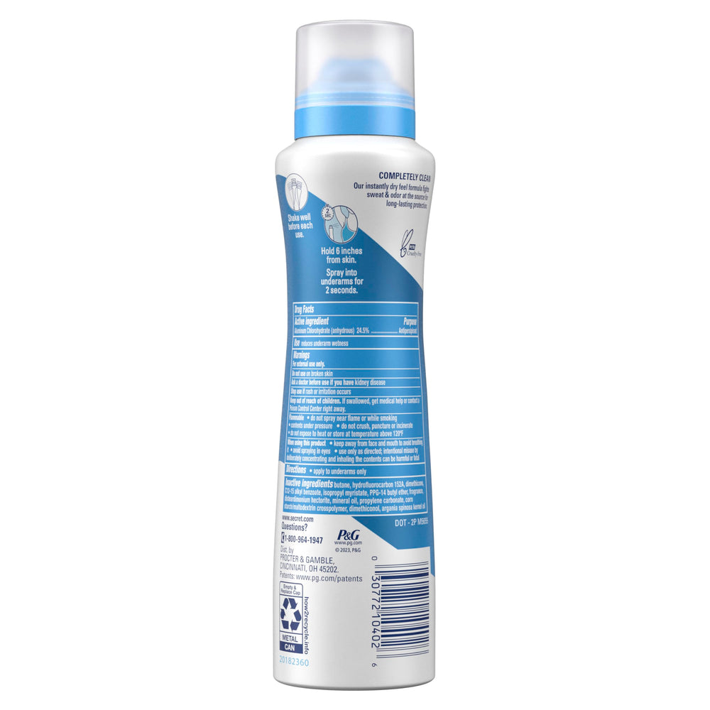 Secret Outlast Dry Spray uso diario para mujer, higiene rápida y confiable