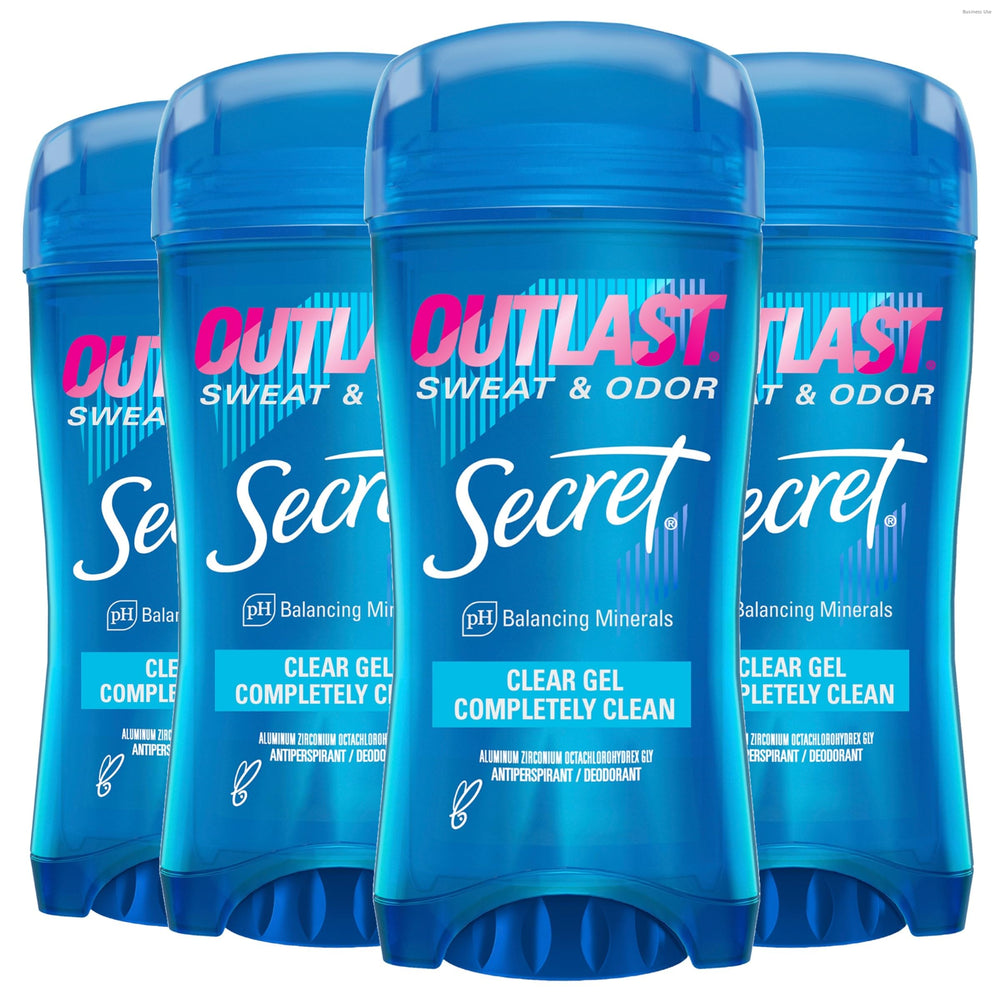 Secret Outlast women's deodorant with 72hr protection in clear gel for stain-free confidence.