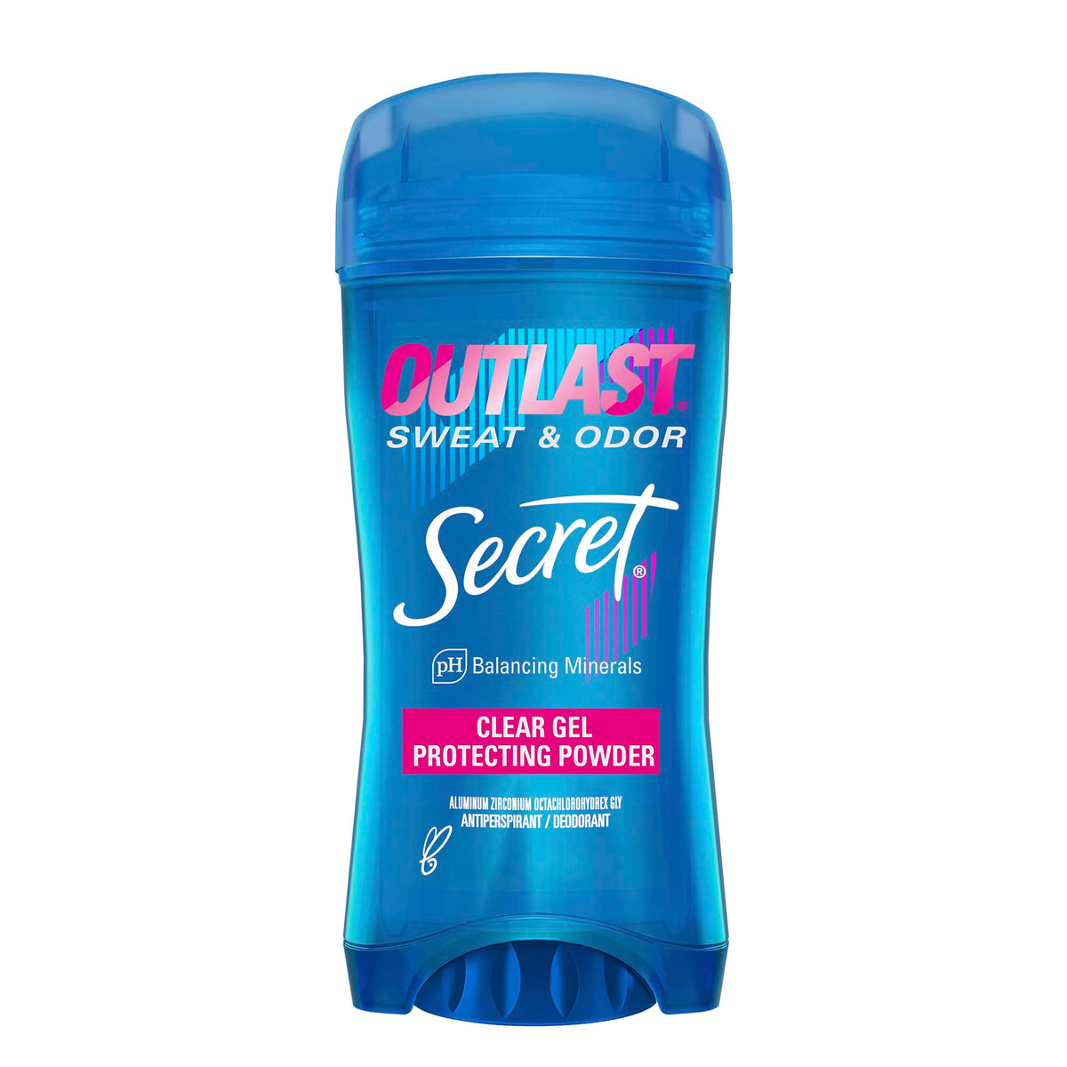 Secret Outlast Xtend bottle close-up showing a clear gel formula for invisible protection.