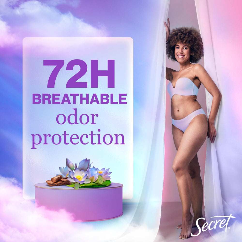 Secret minerals balance skin with pH-balancing minerals for freshness.
