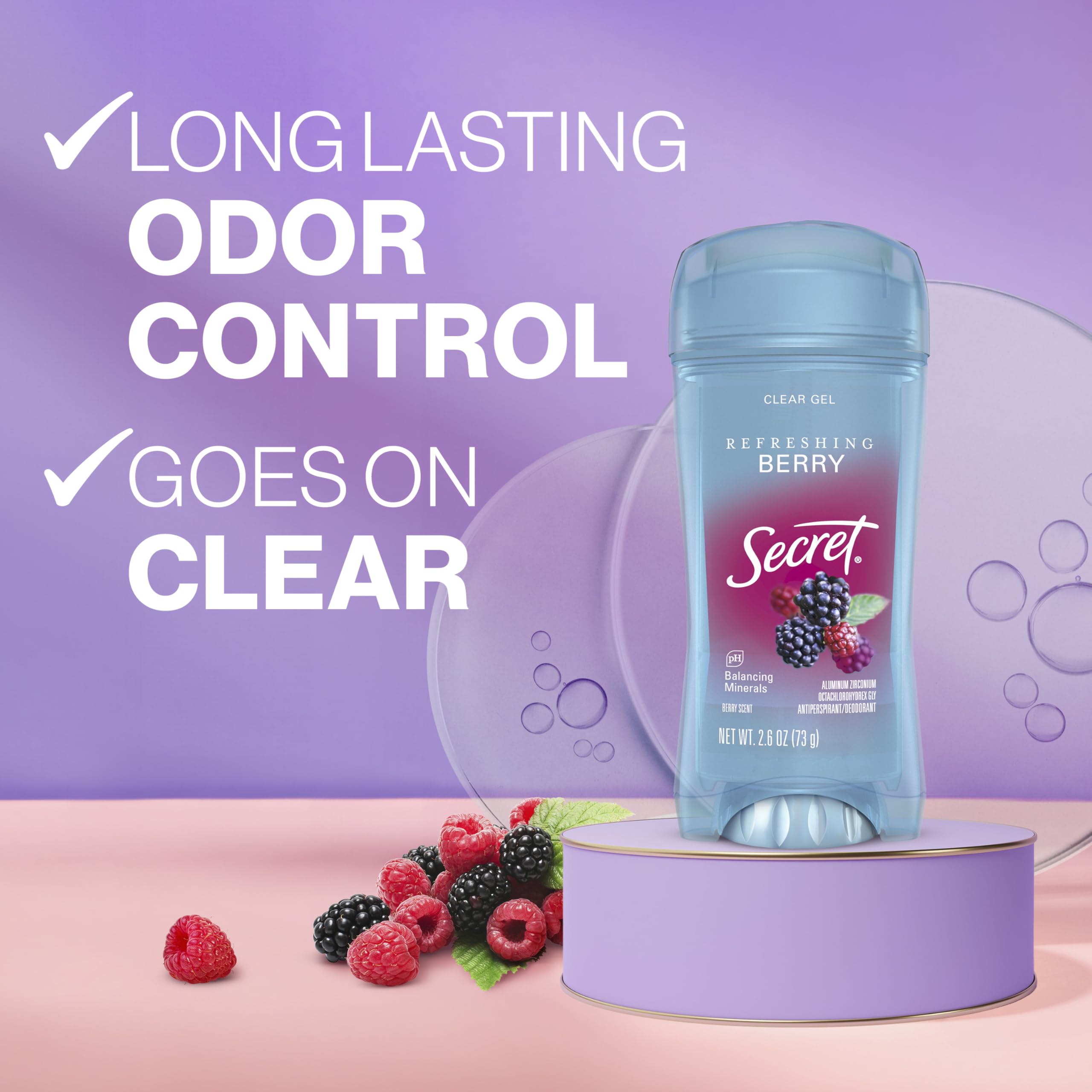 Protección de olor durante 72 horas de Secret Fresh para días activos.