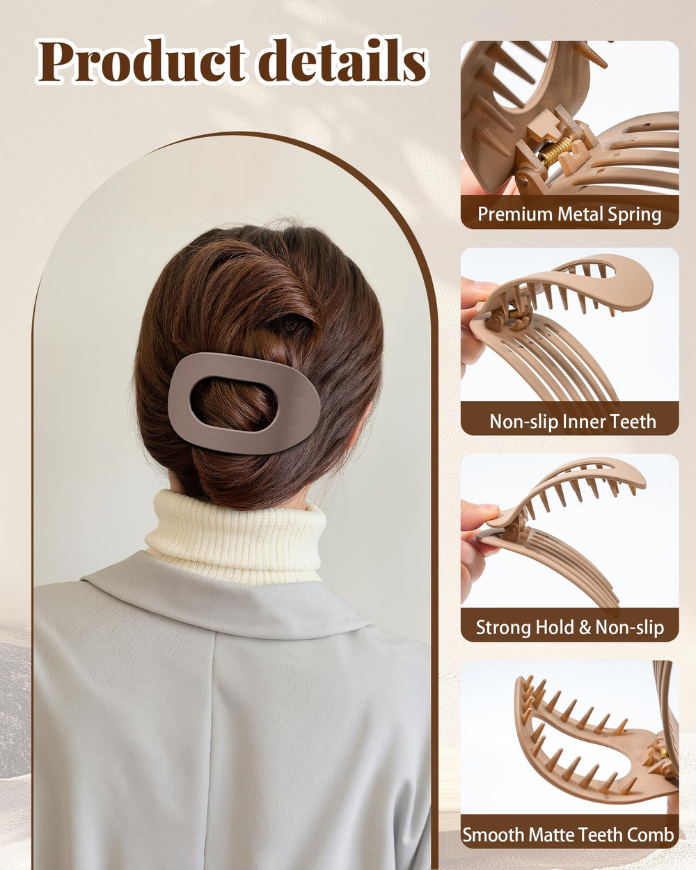 Secroma pinzas cabello plano doble resorte: sujeción duradera para rizos.