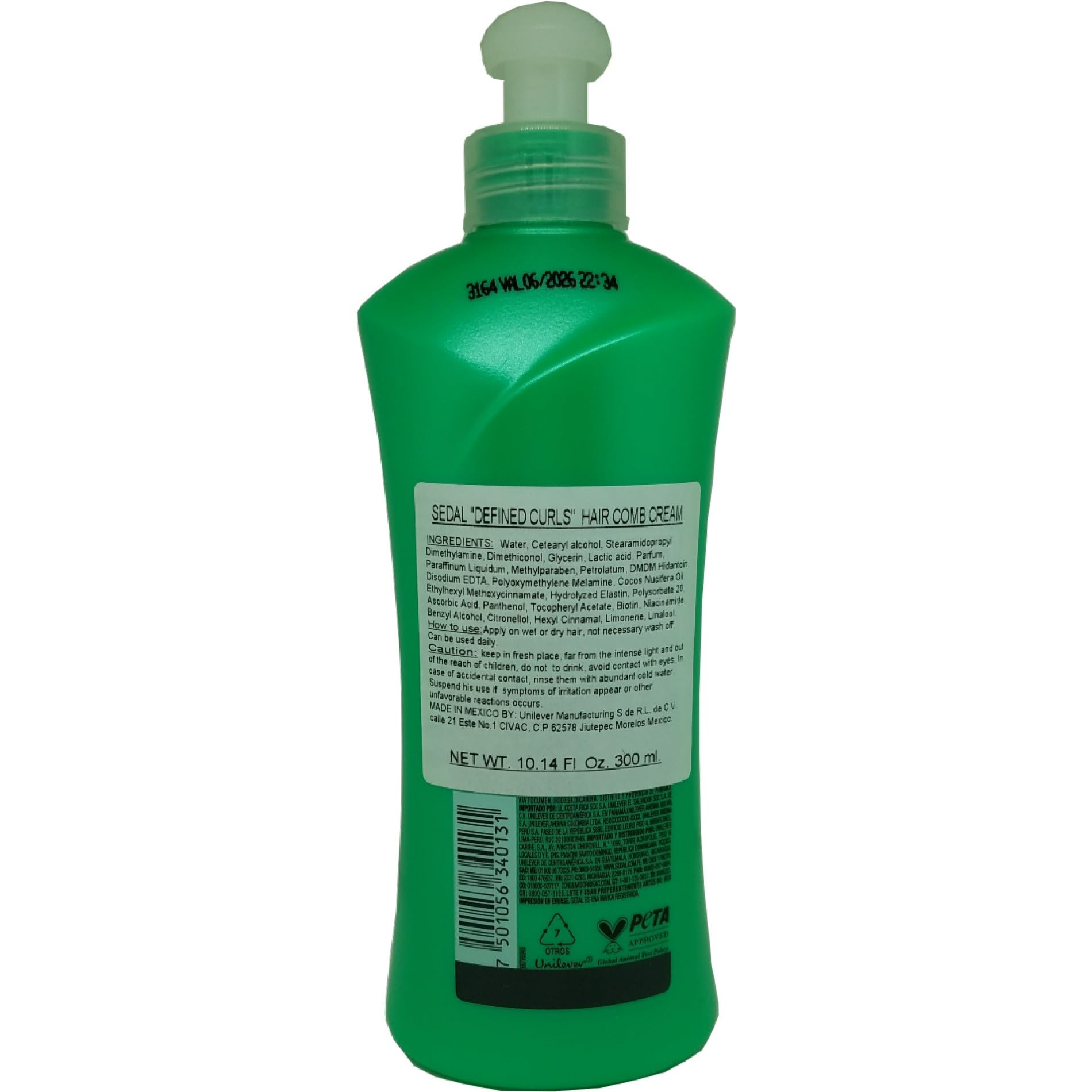 Sedal crema para peinar rizos, textura suave con aceite de coco.