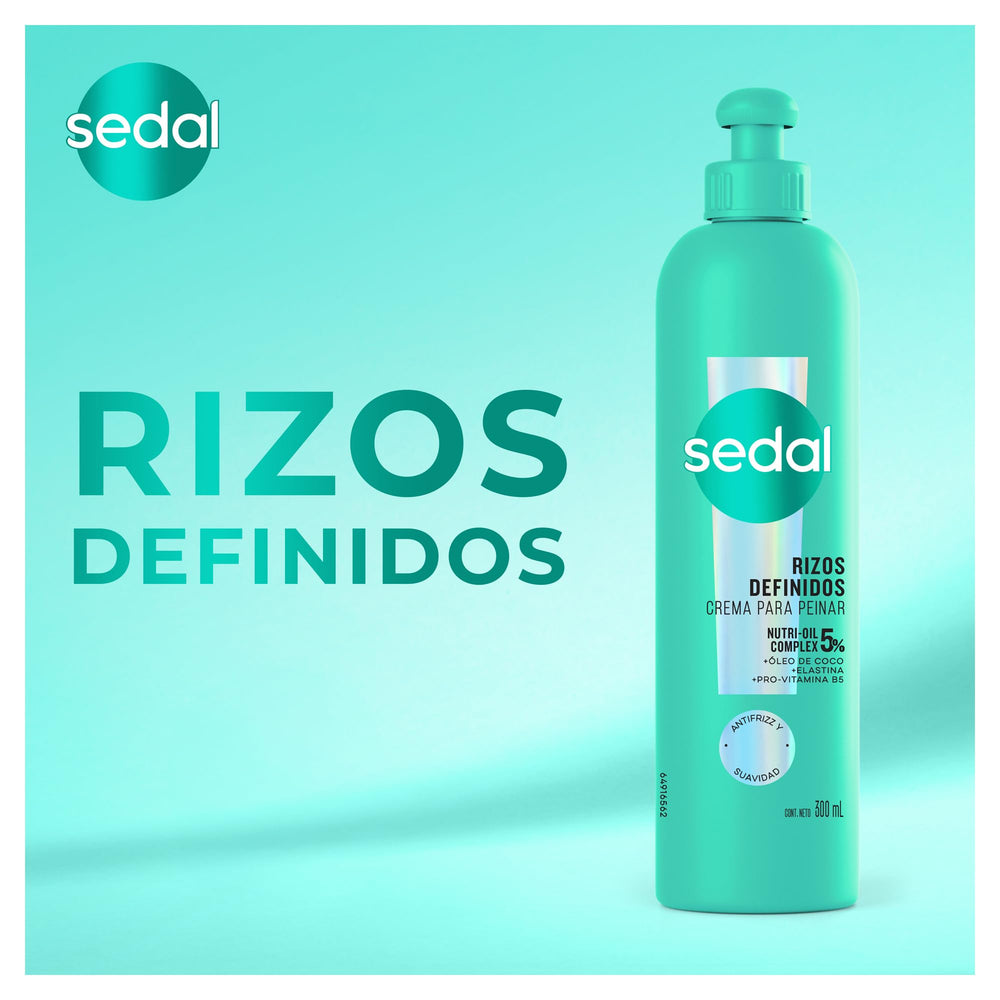 Sedal Rizos Definidos crema 300 ml, aplicación rápida para peinar rizos sin apelmazar.