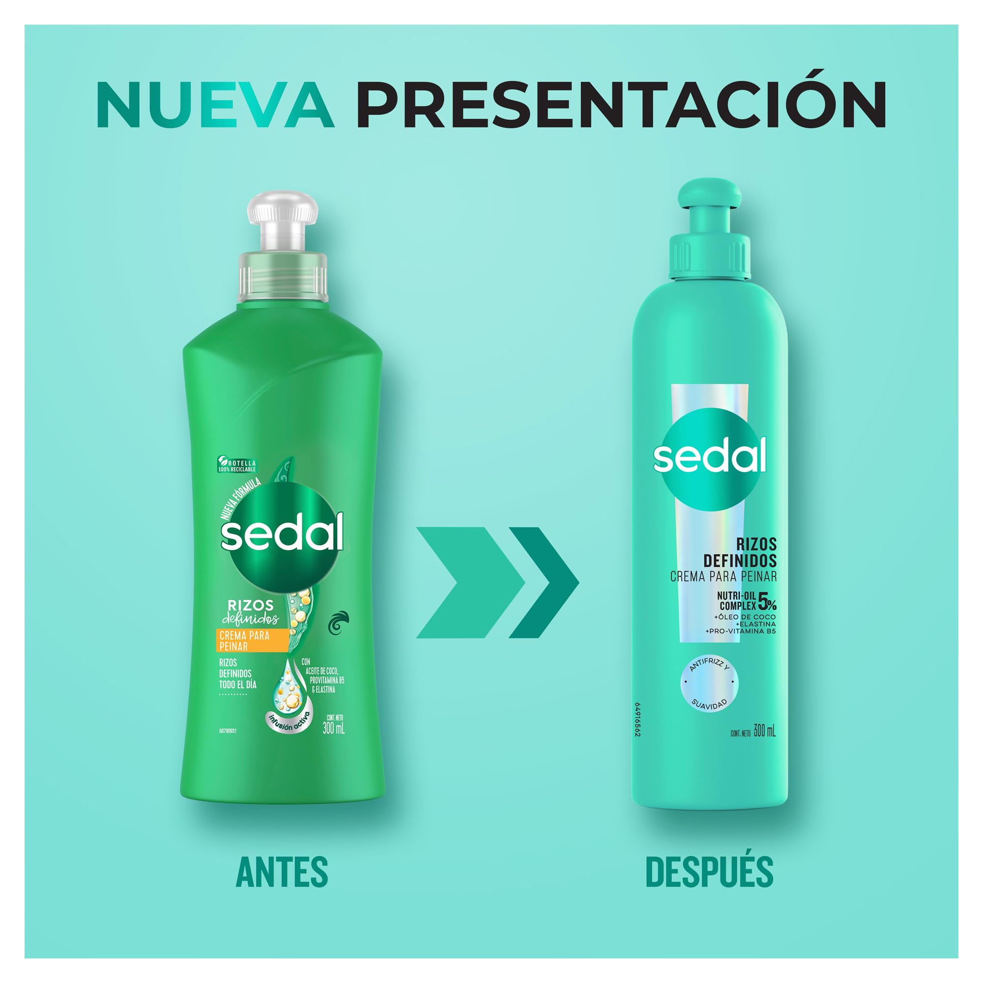 Sedal Rizos Definidos crema 300 ml, control del encrespamiento para rizos más ordenados.