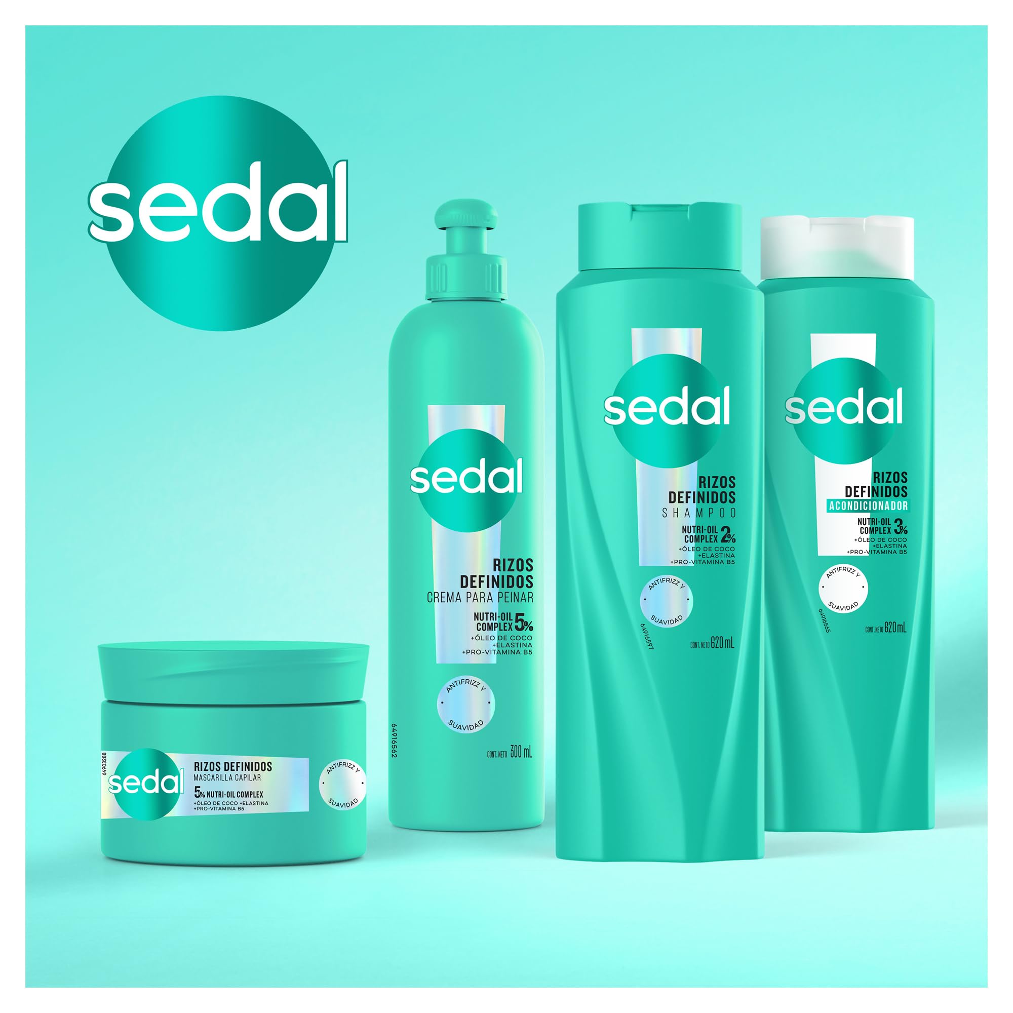 Sedal Rizos Definidos crema 300 ml, definición de rizos sin esfuerzo y brillo natural.