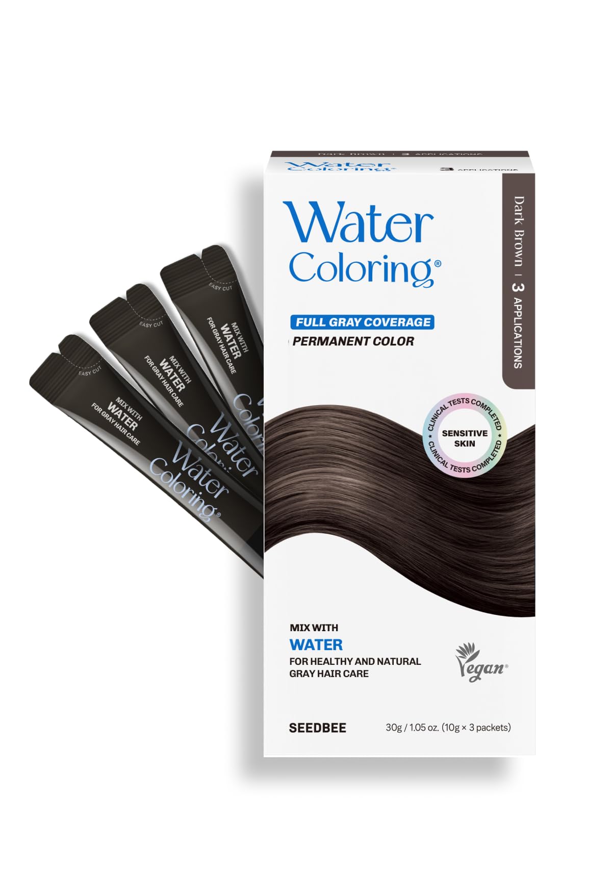 SEEDBEE Korean permanent hair dye packaging shown for at-home use and easy storage