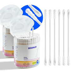 SEEDNUR baby cotton swabs with spiral-scoop tips for gentle cleaning