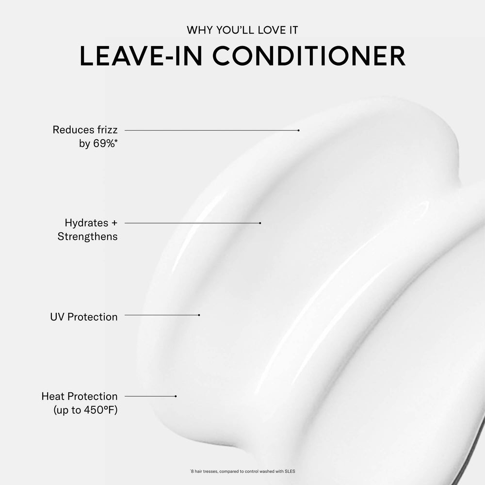 SEEN conditioner on hair strands, demonstrating smoothness and frizz control.
