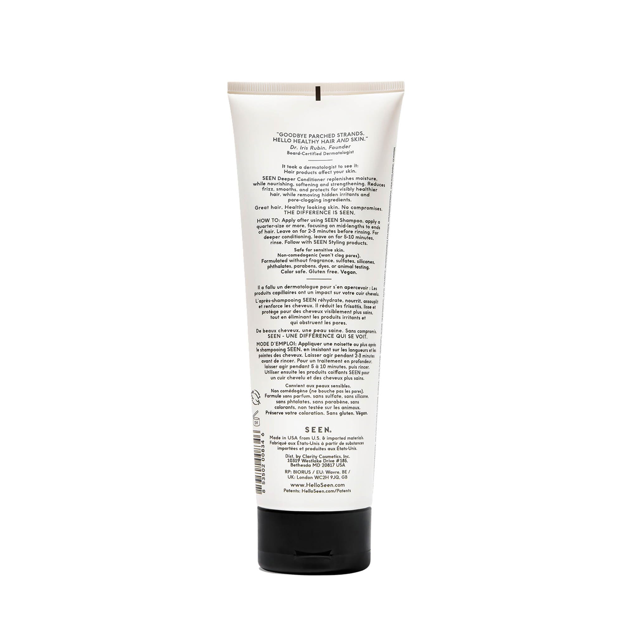 SEEN Deeper Conditioner cap close-up highlighting non-fragrance design.