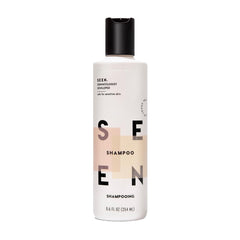 SEEN Shampoo bottle pour shows fragrance option and gentle cleansing benefits.