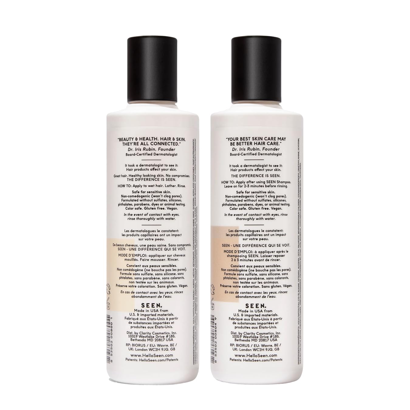 SEEN shampoo lather bubbles highlight luxurious, non-stripping wash for normal to oily hair