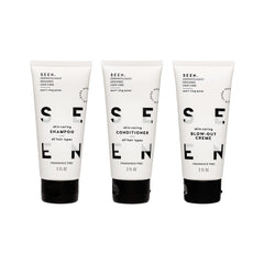 SEEN Travel Trio conditioner mini tube—color-safe hydration for smooth, manageable hair.