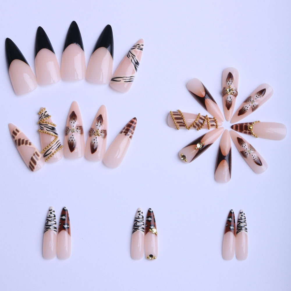 SEENEEY uñas adhesivas de almendra, acabado natural para uso diario.