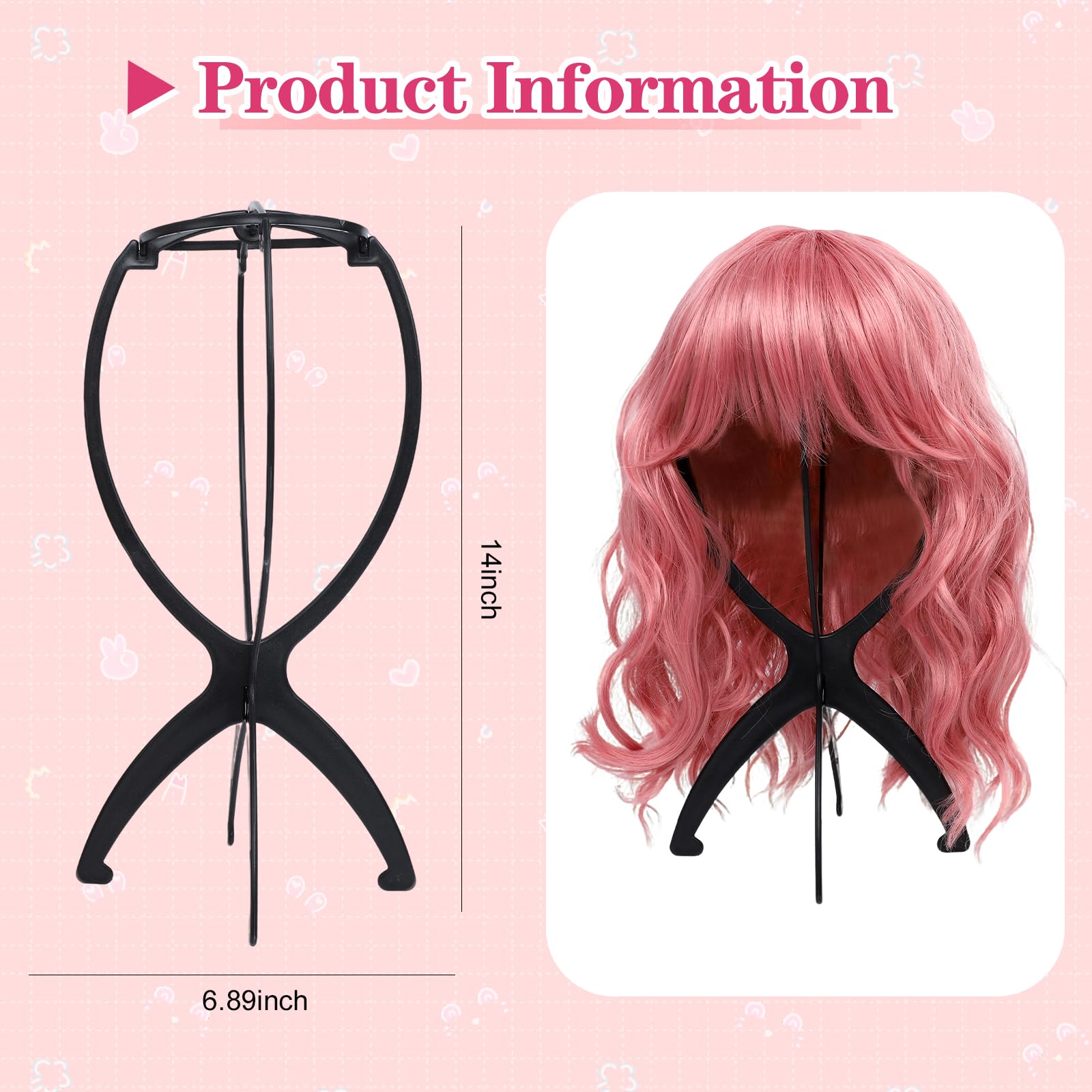 Seewaazee wig head stand with compact base supports short styles securely.
