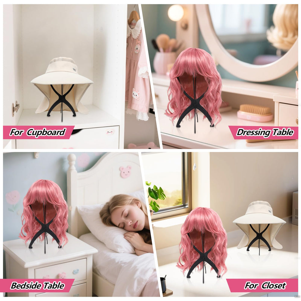 Seewaazee versatile display for wigs and hats in one unit.