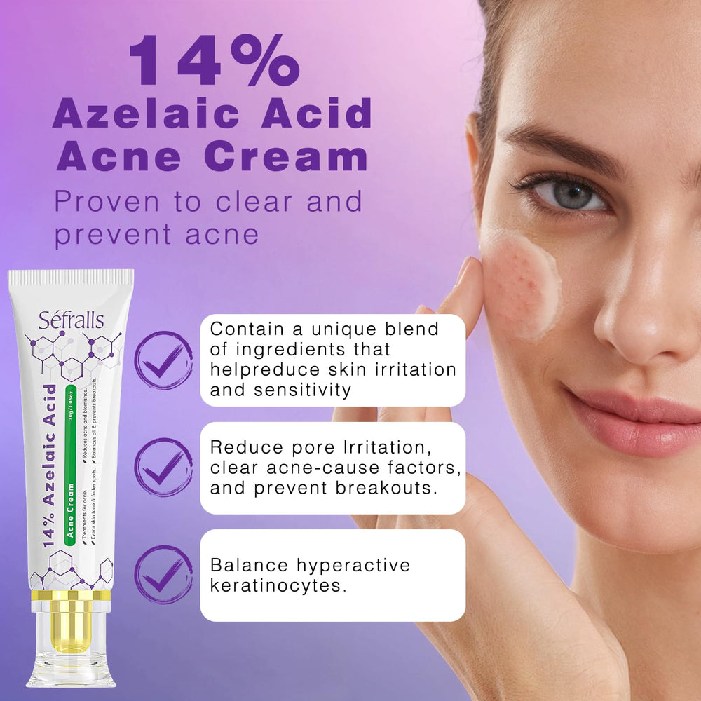 Sefralls crema azelaico 14% aplicación facial diaria para piel más clara.