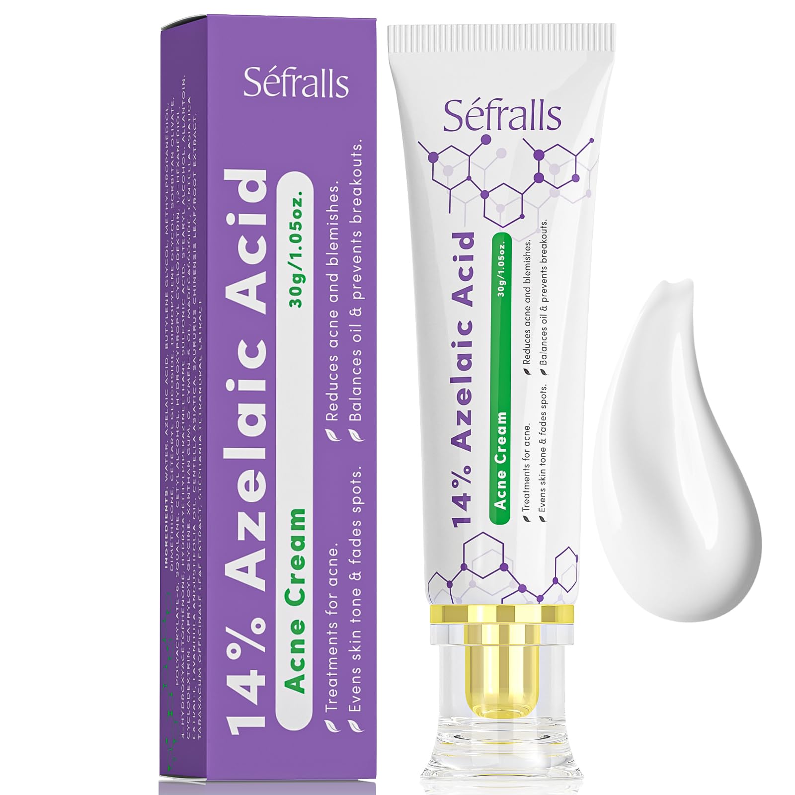 Sefralls crema azelaico 14% para acné, aplicación suave que ayuda a reducir rojez.