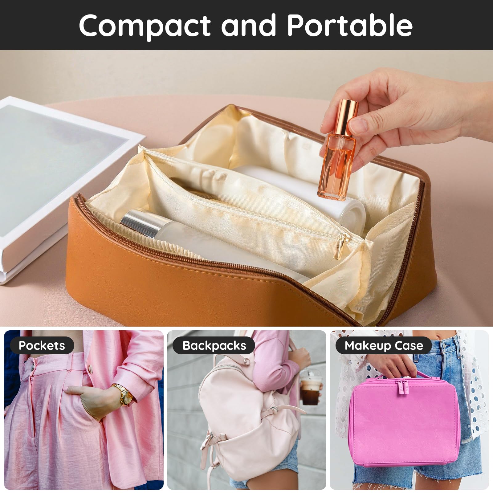 Segbeauty compact travel size fits in handbags and pockets.
