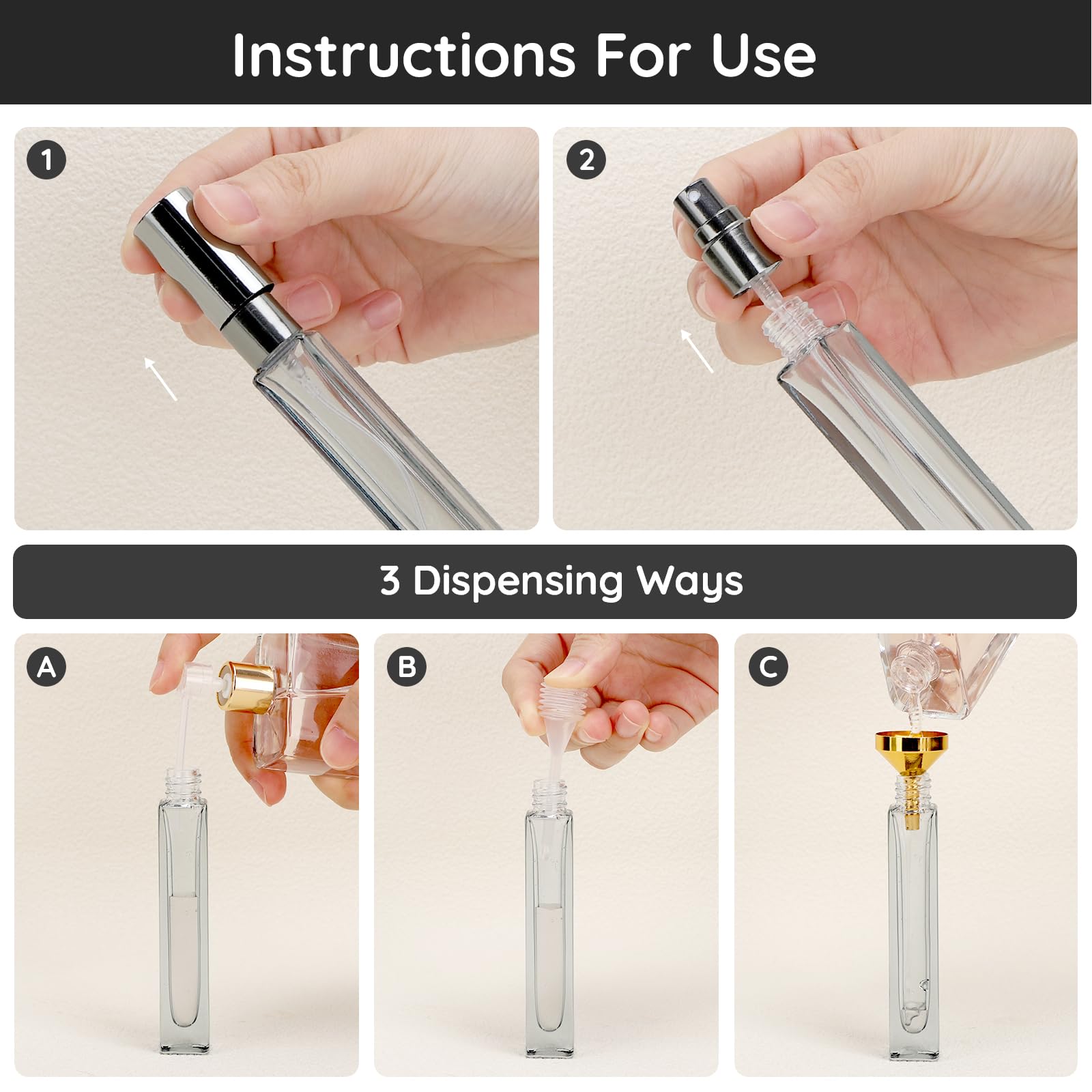 Segbeauty fine mist atomizer for even fragrance spray.