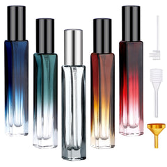 Segbeauty glass perfume bottle set, five-pack, portable for travel and handbag use.