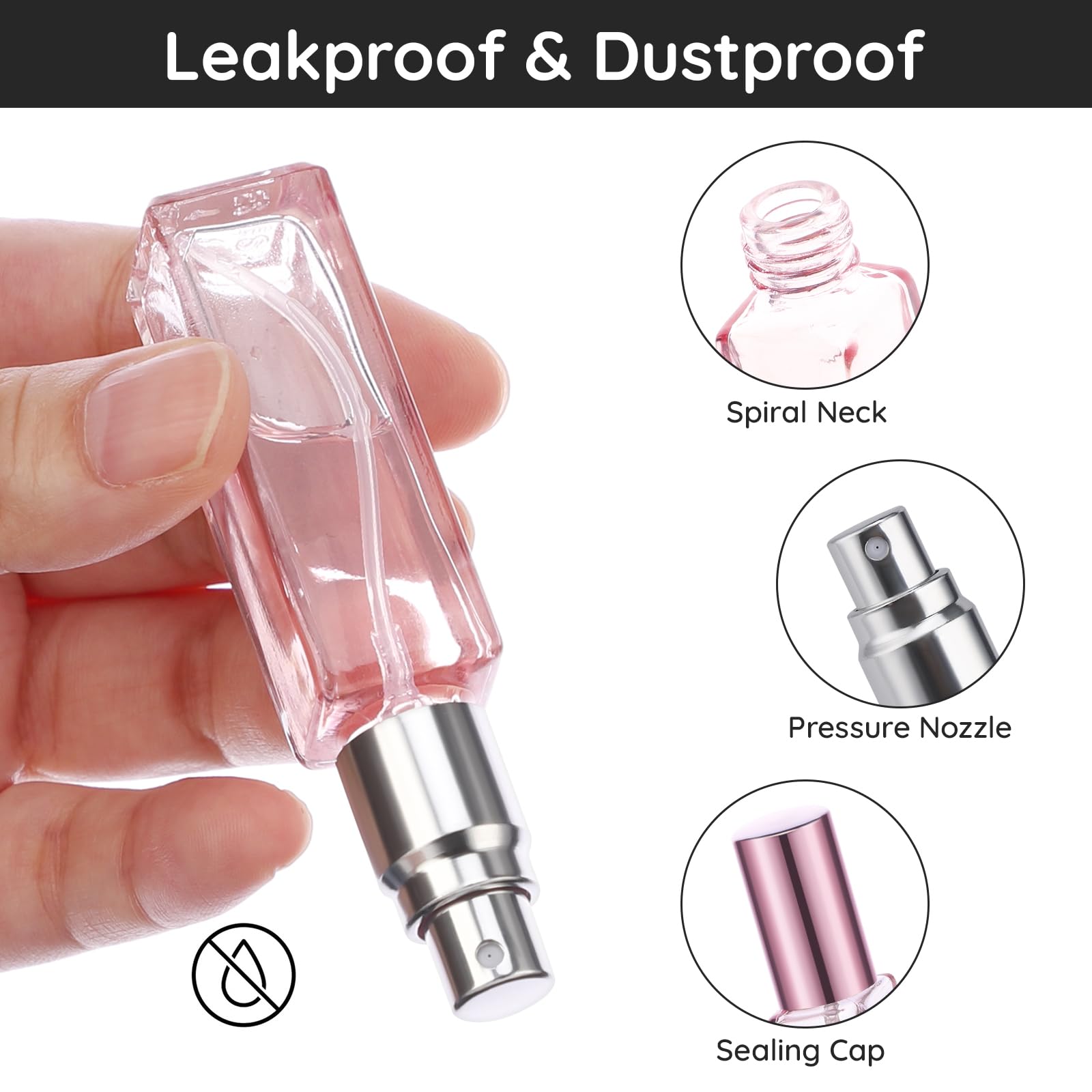 Segbeauty leak-proof glass bottles with tight seal for travel.