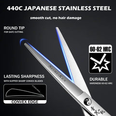 SEIMEIKEN 440C stainless steel hair cutting scissors offer durable, long-lasting sharpness