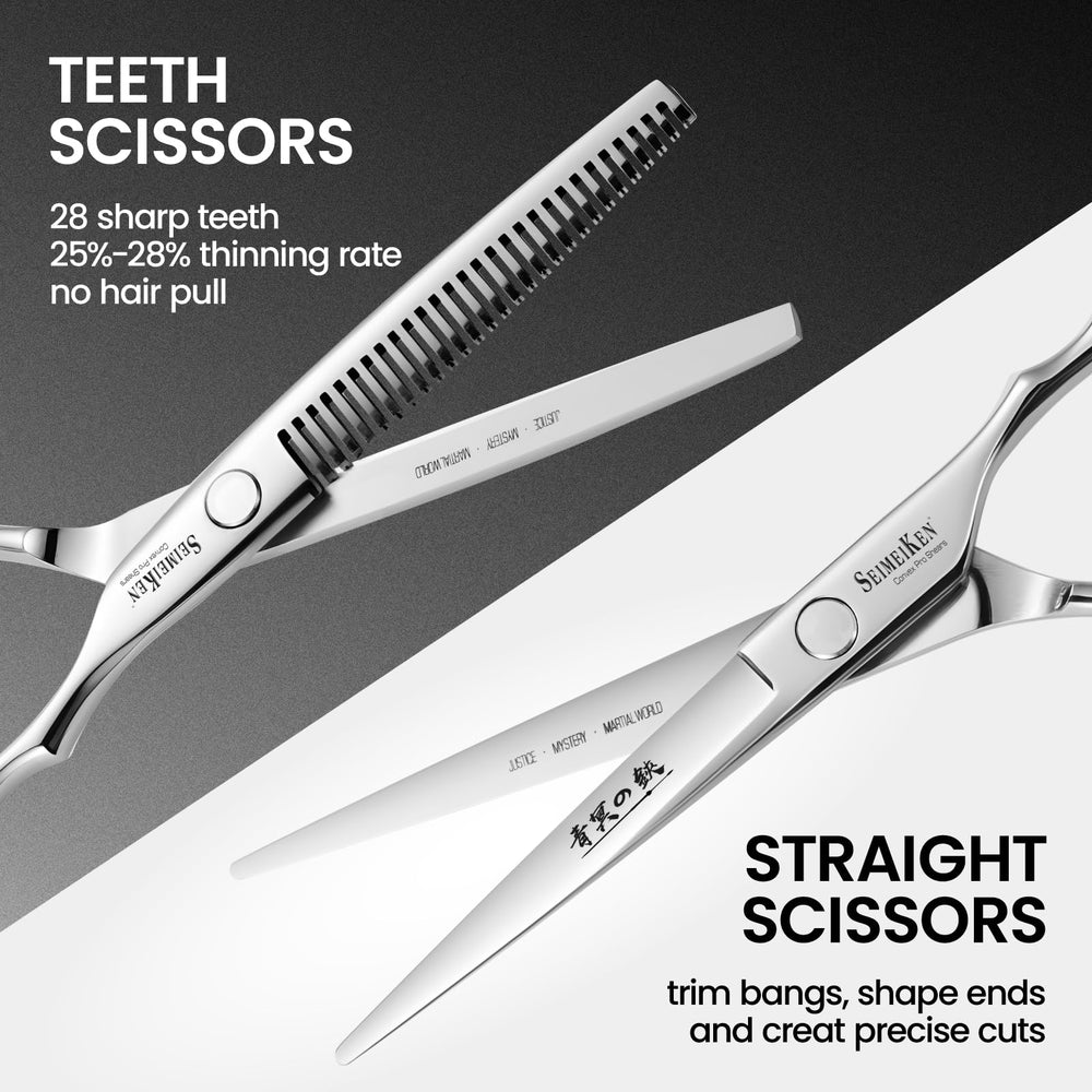 SEIMEIKEN convex straight cutting scissors for clean, controlled cuts.