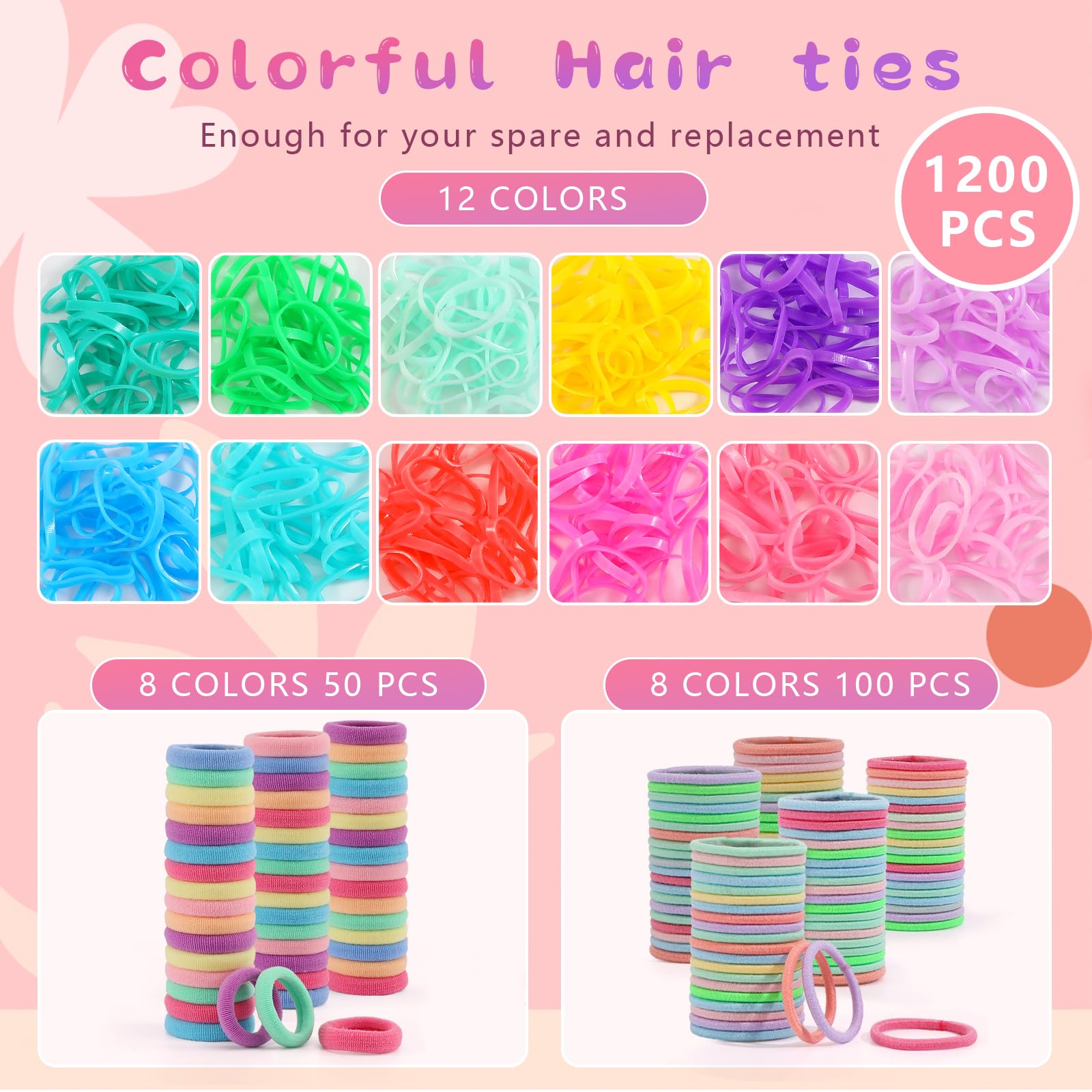 Seiolieliou seamless cotton hair ties offer gentle hold in 50 pieces for daily wear