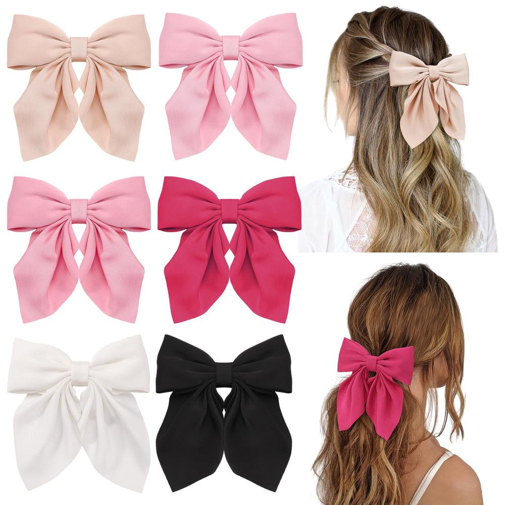 Seiolieliou seis lazos de pelo satin rosa, ideales para combinar con outfits diarios.